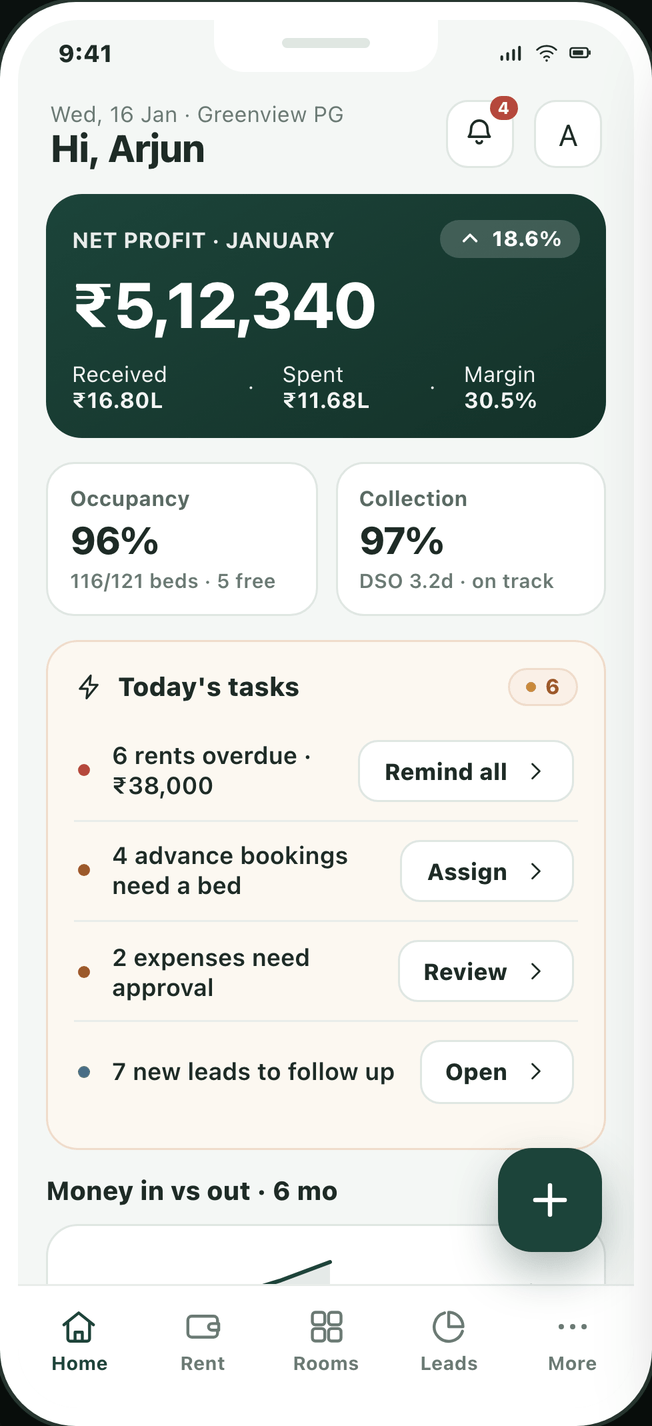 Owner app — home