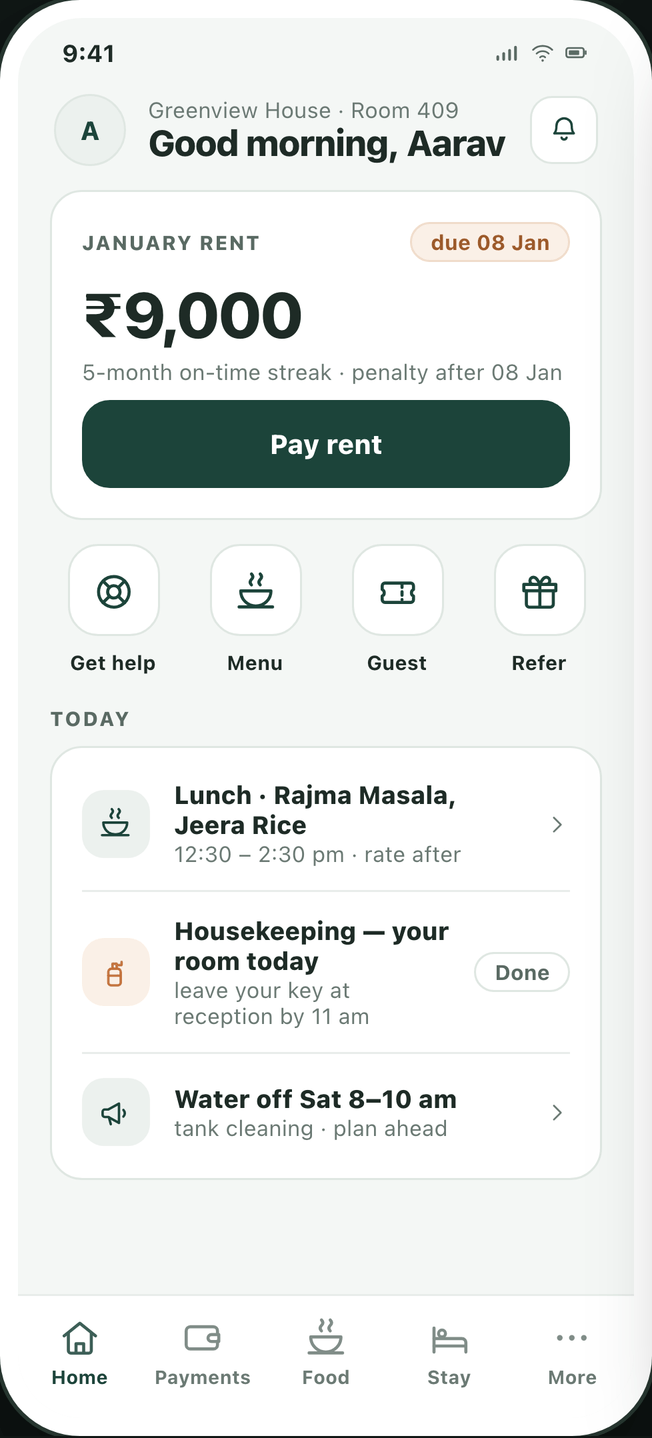 Resident app — today digest